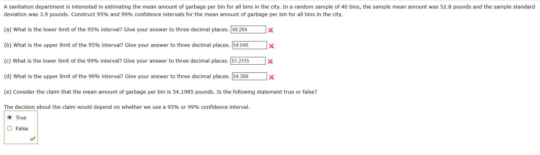 Solved A sanitation department is interested in estimating | Chegg.com