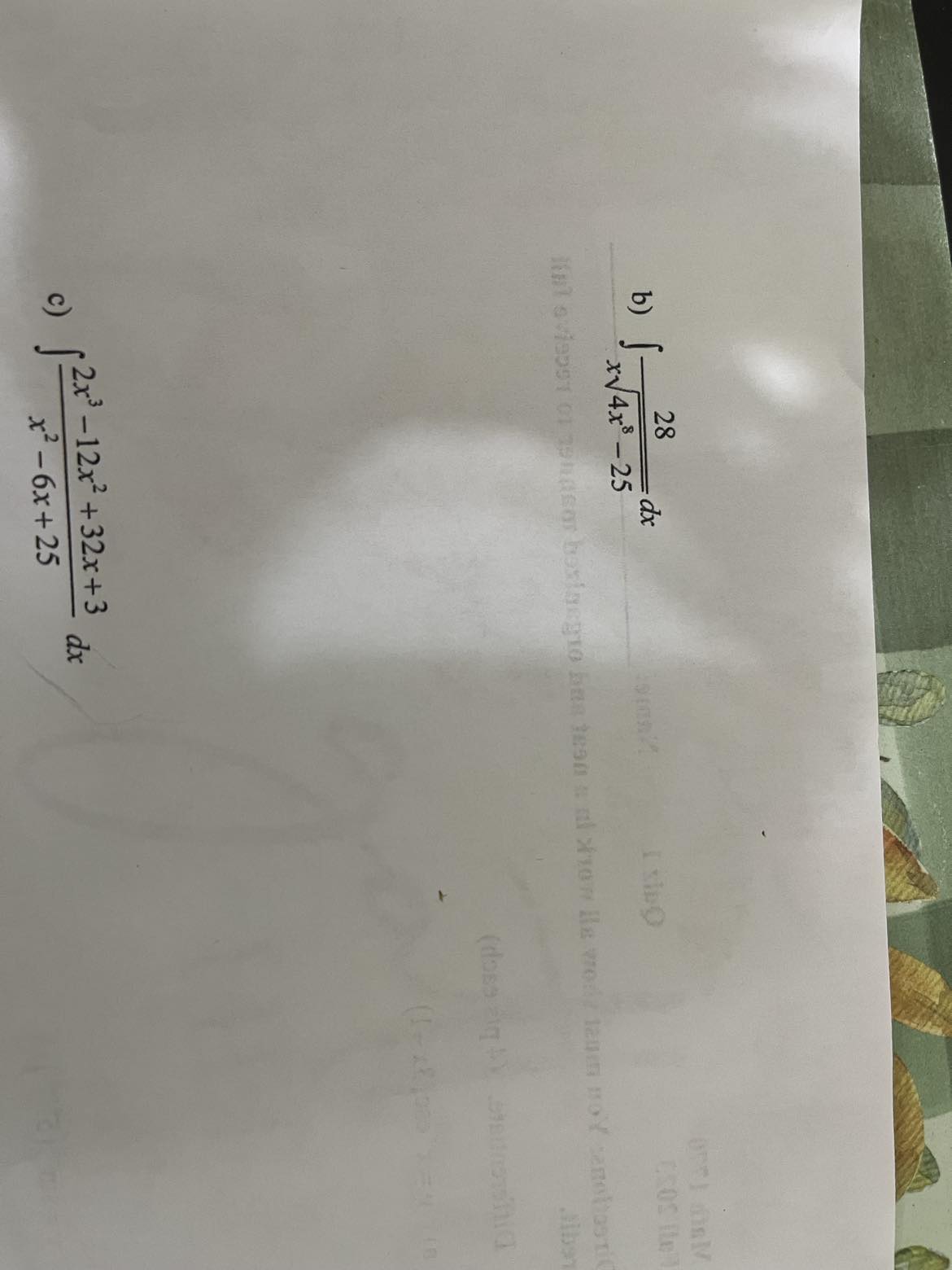 Solved ∫x4x8−2528dx ∫x2−6x252x3−12x232x3dx 1947