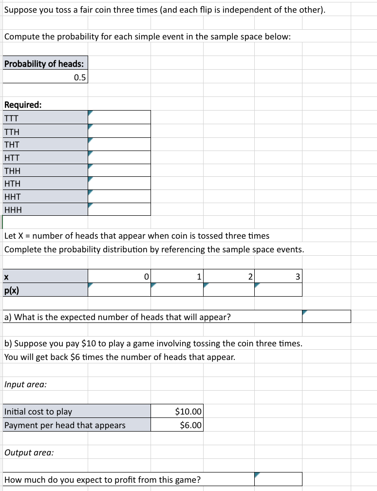 Solved Suppose you toss a fair coin three times (and each | Chegg.com