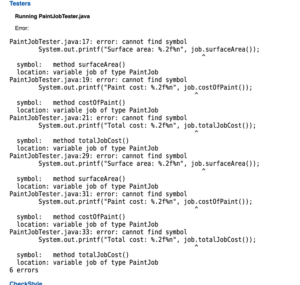 Solved pls help me make this code RUN public class PaintJob | Chegg.com