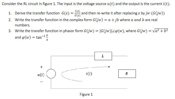 Consider the RL circuit in figure 1 . The input is | Chegg.com