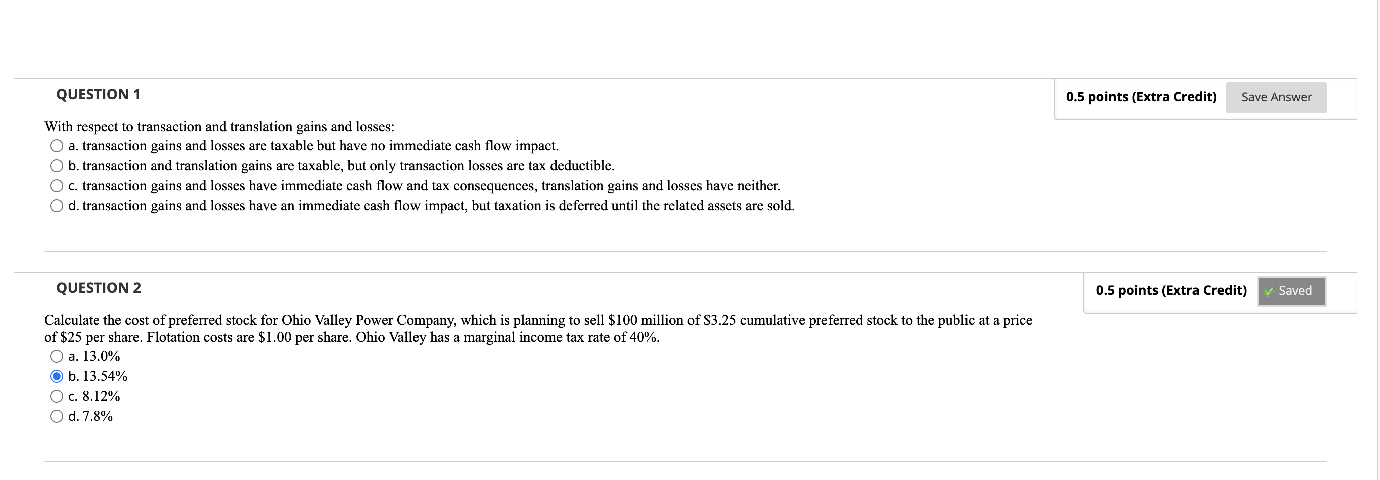 Solved QUESTION 1 0.5 points (Extra Credit) Save Answer With | Chegg.com