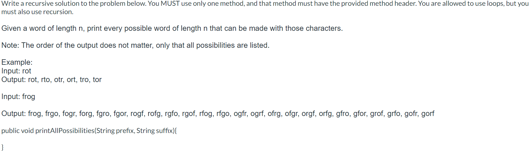 Solved YOU DONT NEED TO GIVE ANY EXPLANATIONS, CODE IN JAVA | Chegg.com