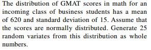Solved The distribution of GMAT scores in math for an | Chegg.com