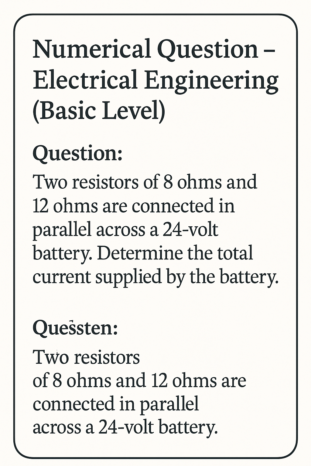 Electrical Eng Math Questions Solved Numerical Question Electrical Engineering (Basic | Chegg.com