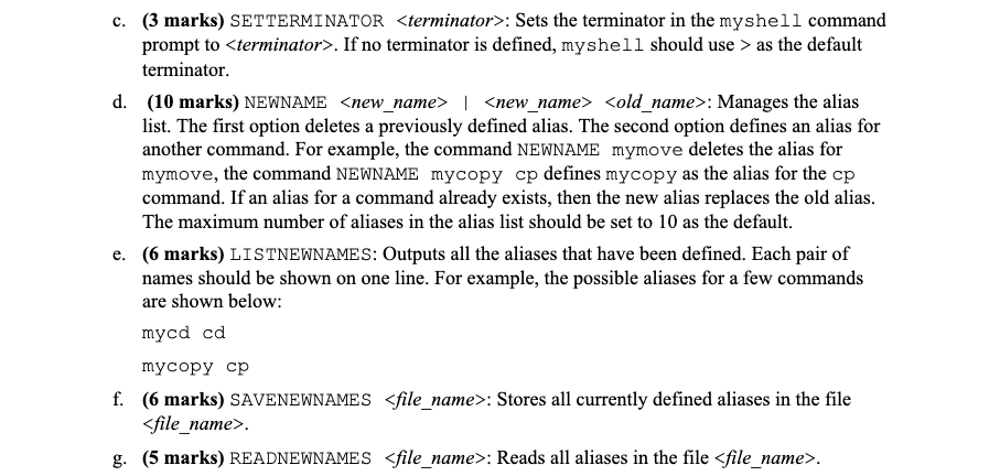 Solved c. (3 marks) SETTERMINATOR : Sets the terminator in | Chegg.com
