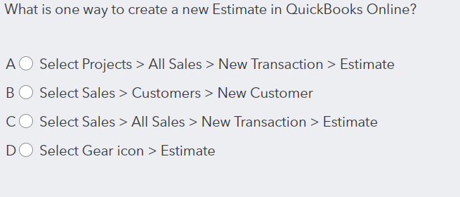 Solved What is one way to create a new Estimate in | Chegg.com