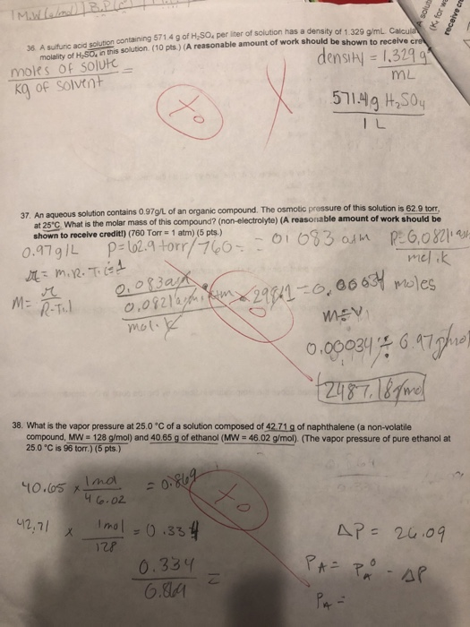 Solved 36. A sulfuric avid solution contains 571.4 g of