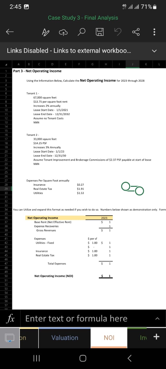 Solved Part 3 - Net Operating IncomeUsing the Information | Chegg.com