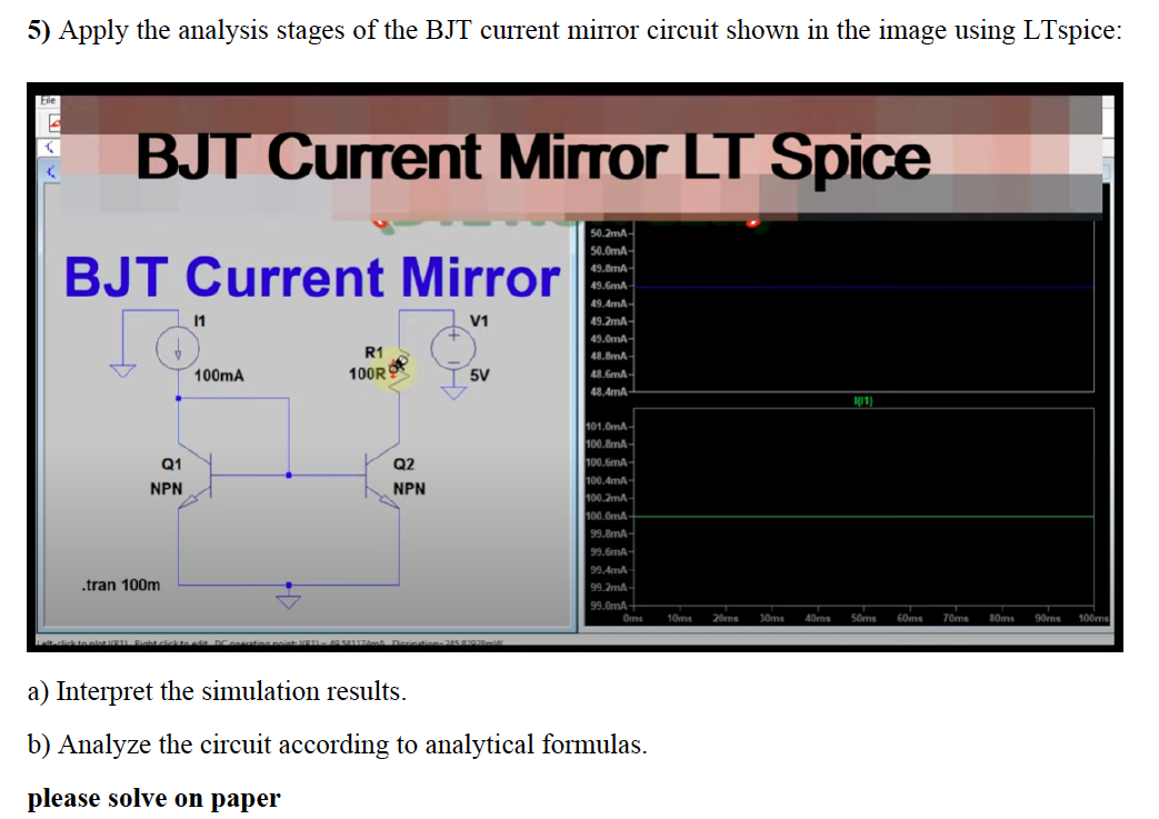 Apply the analysis stages of the BJT current mirror | Chegg.com