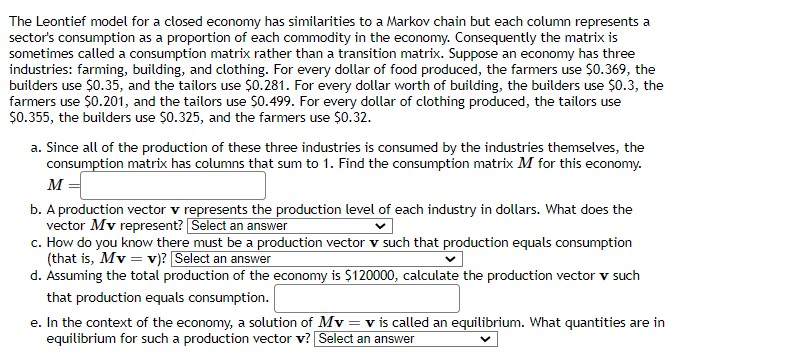 Solved The Leontief Model For A Closed Economy Has | Chegg.com