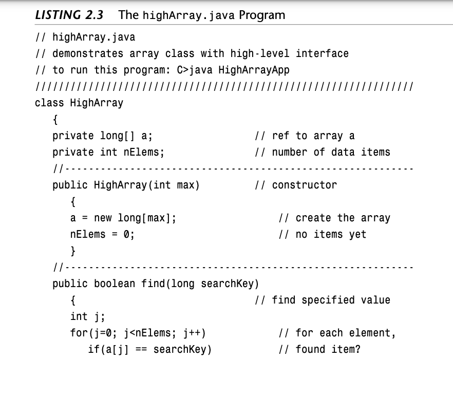 Solved 2.1 To the HighArray class in the highArray. java | Chegg.com