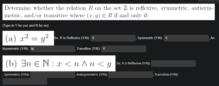 Solved Determine whether the relation R on the set Z is | Chegg.com