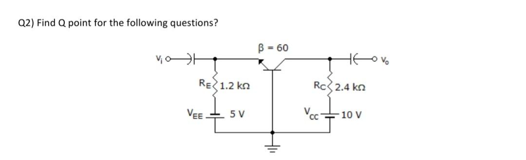 Solved Q2) Find Q point for the following questions? B = 60 | Chegg.com