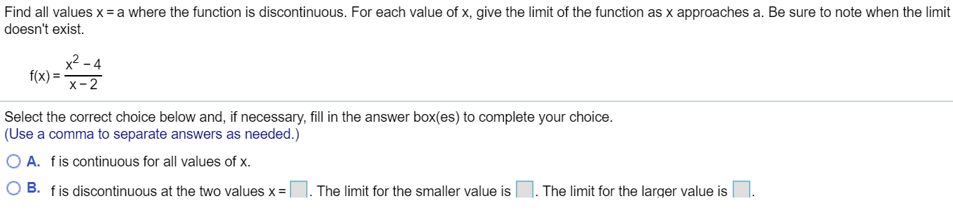 Solved Find all values x = a where the function is | Chegg.com