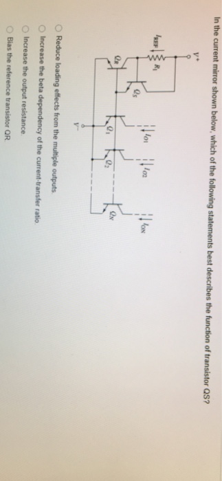 Solved In the current mirror shown below, which of the | Chegg.com