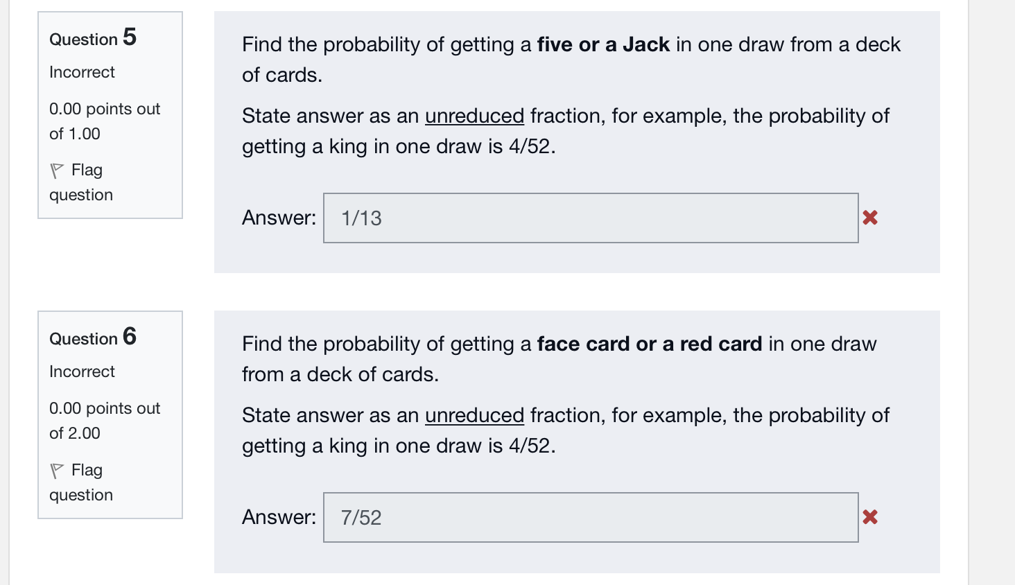 Solved Question 5 Find the probability of getting a five or | Chegg.com