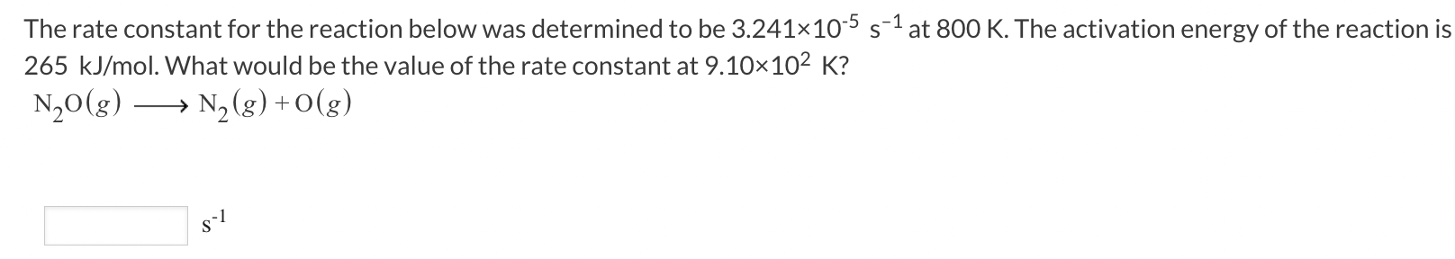 Solved The rate constant for the reaction below was | Chegg.com
