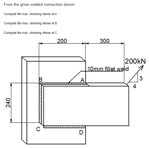 Solved From the given welded connection shown Compute the | Chegg.com