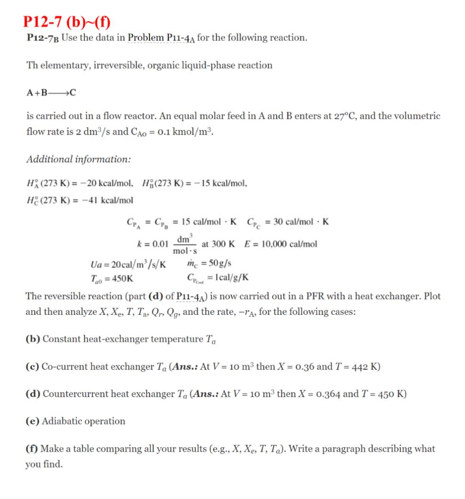 Solved P12-7 (b) (f) P12-7в Use the data in Problem P11-4A | Chegg.com