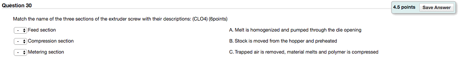 Solved Question 28 6 points Save Answer Match the following | Chegg.com
