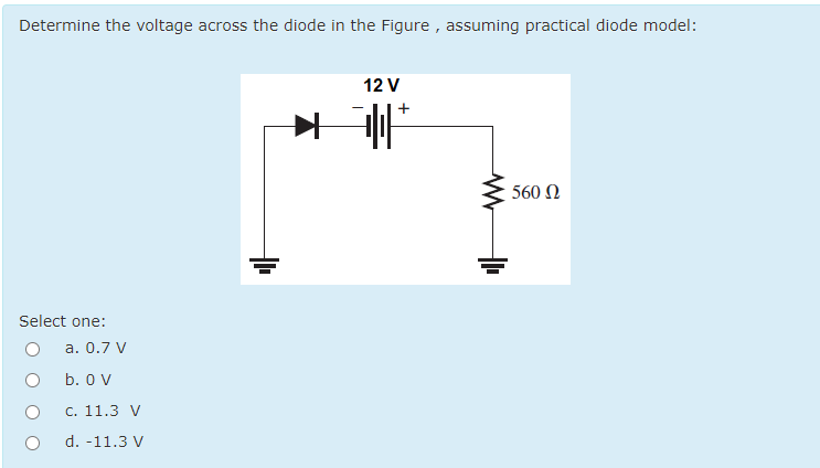 Solved Determine the voltage across the diode in the Figure, | Chegg.com
