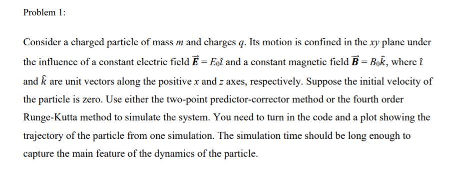 Solved Problem 1: Consider A Charged Particle Of Mass M And | Chegg.com