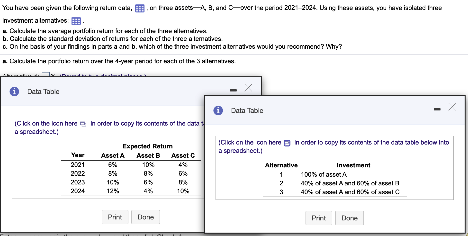 Solved You have been given the following return data, E, on | Chegg.com