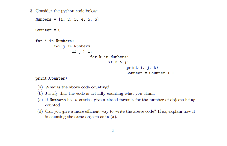 Solved Consider the python code Numbers [1, 2, 3, | Chegg.com