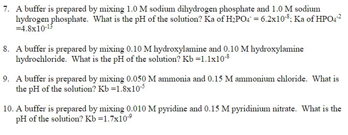 Solved 7. A buffer is prepared by mixing 1.0M sodium | Chegg.com