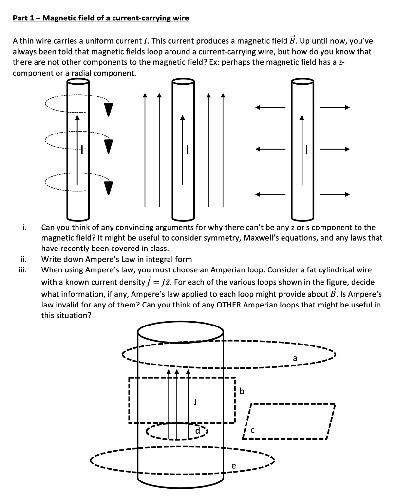 Solved Part 1 - Magnetic field of a current-carrying wire A | Chegg.com