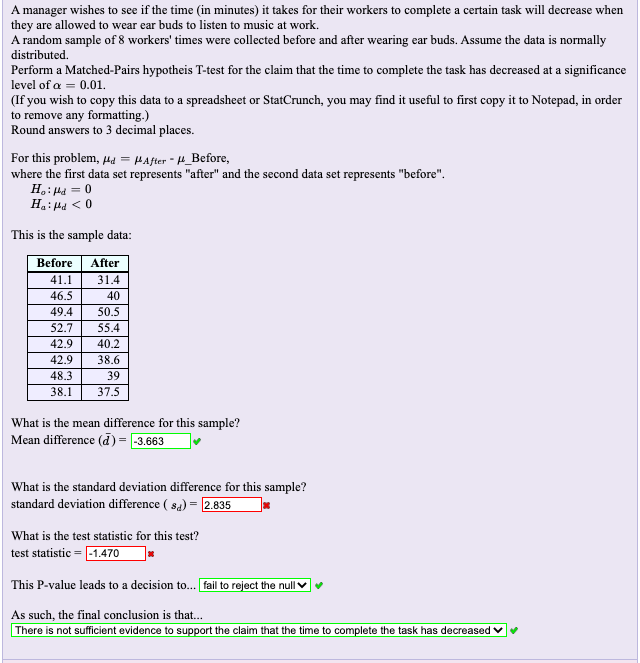 Solved A manager wishes to see if the time (in minutes) it | Chegg.com