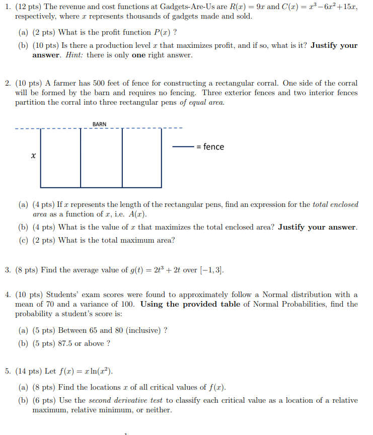 Solved 1 12 Pts The Revenue And Cost Functions At Gadg Chegg Com