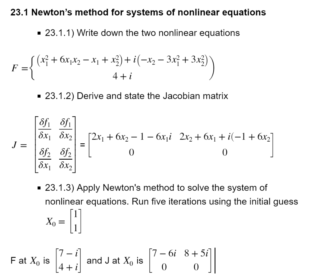 Solved I Am To Use Newton's Method For Solving Nonlinear | Chegg.com