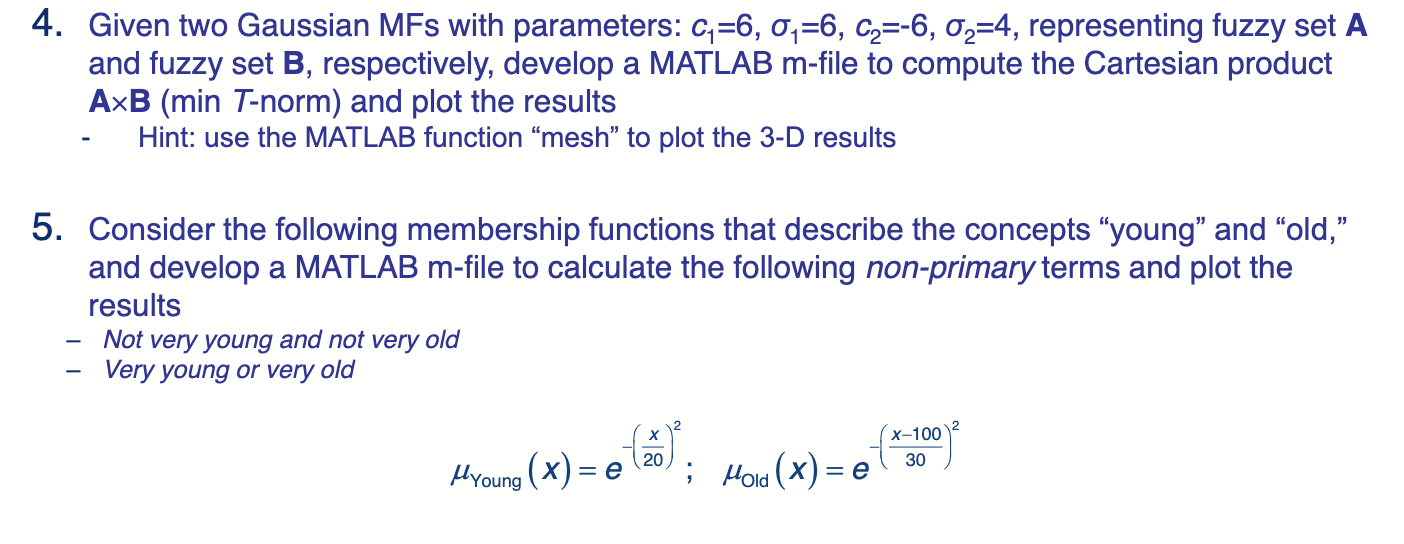 4. Given Two Gaussian MFs With Parameters: | Chegg.com