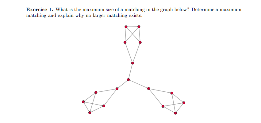 Solved Exercise 1. What is the maximum size of a matching in | Chegg.com