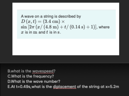 Solved A wave on a string is described | Chegg.com