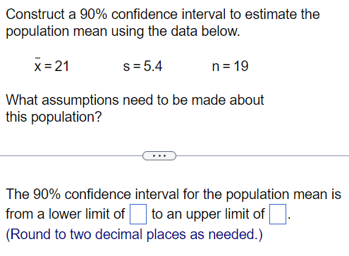 Solved Construct a 90% confidence interval to estimate d-bar