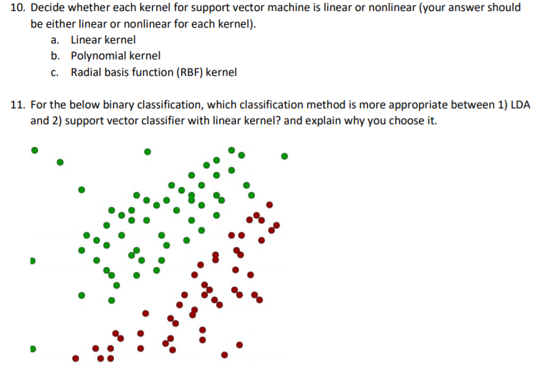 Solved 10. Decide whether each kernel for support vector | Chegg.com