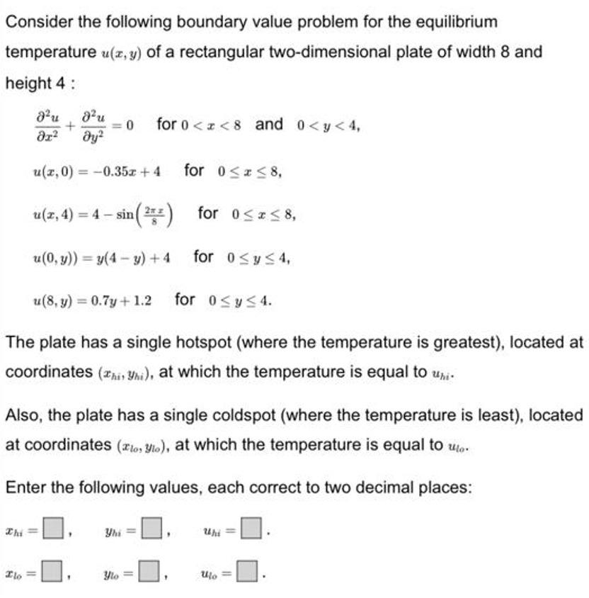 Solved Consider The Following Boundary Value Problem For The | Chegg.com