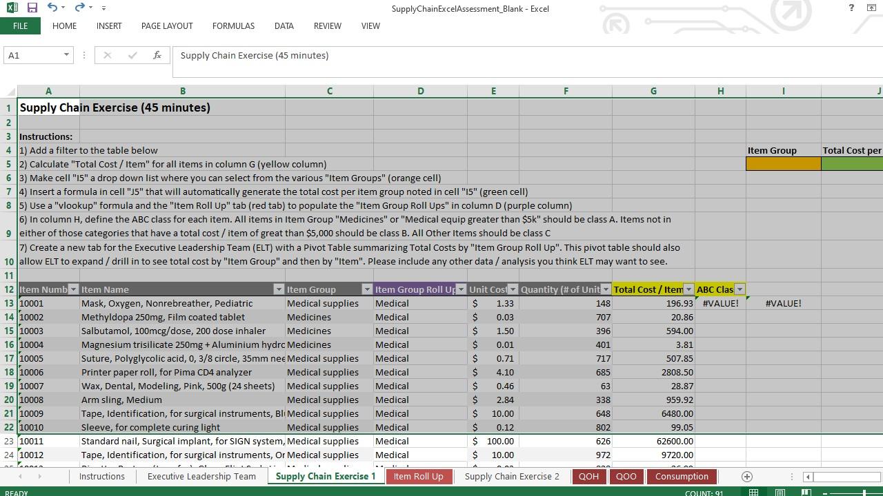 Solved 6) In column H, define the ABC class for each item. | Chegg.com
