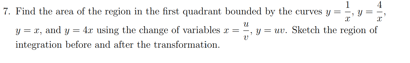 Solved 7. Find the area of the region in the first quadrant | Chegg.com