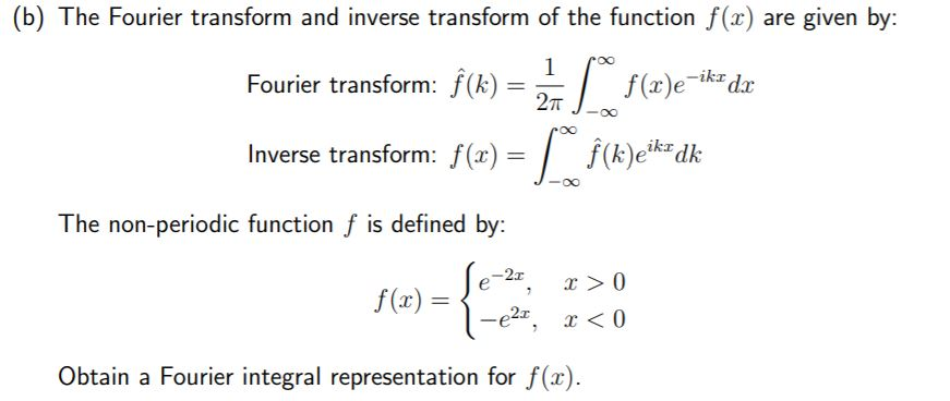 Solved (b) The Fourier Transform And Inverse Transform Of | Chegg.com