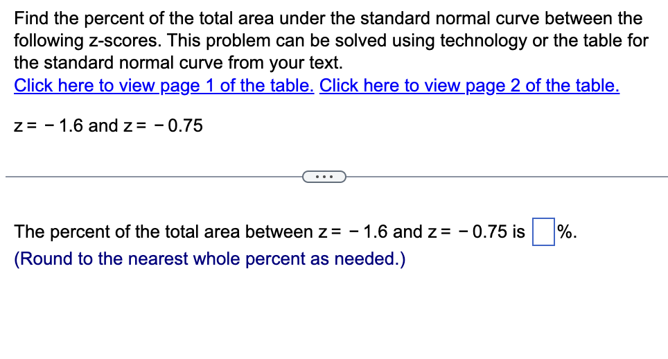 Solved Find the percent of the total area under the standard | Chegg.com