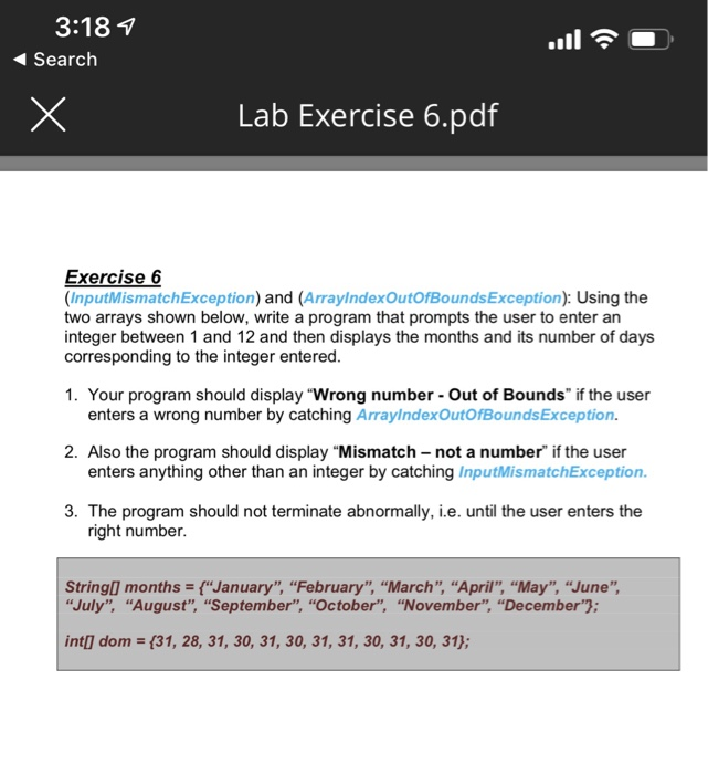 Solved 3:18 1 Search Il Lab Exercise 6.pdf Exercise6 | Chegg.com