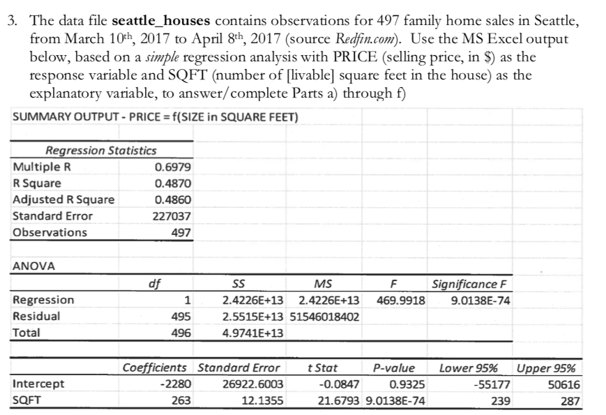 Solved A Write The Estimated Regression Equation Show