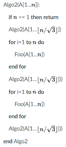 Solved Three Algorithms Algo1, Algo2, And Algo3, Have Been | Chegg.com