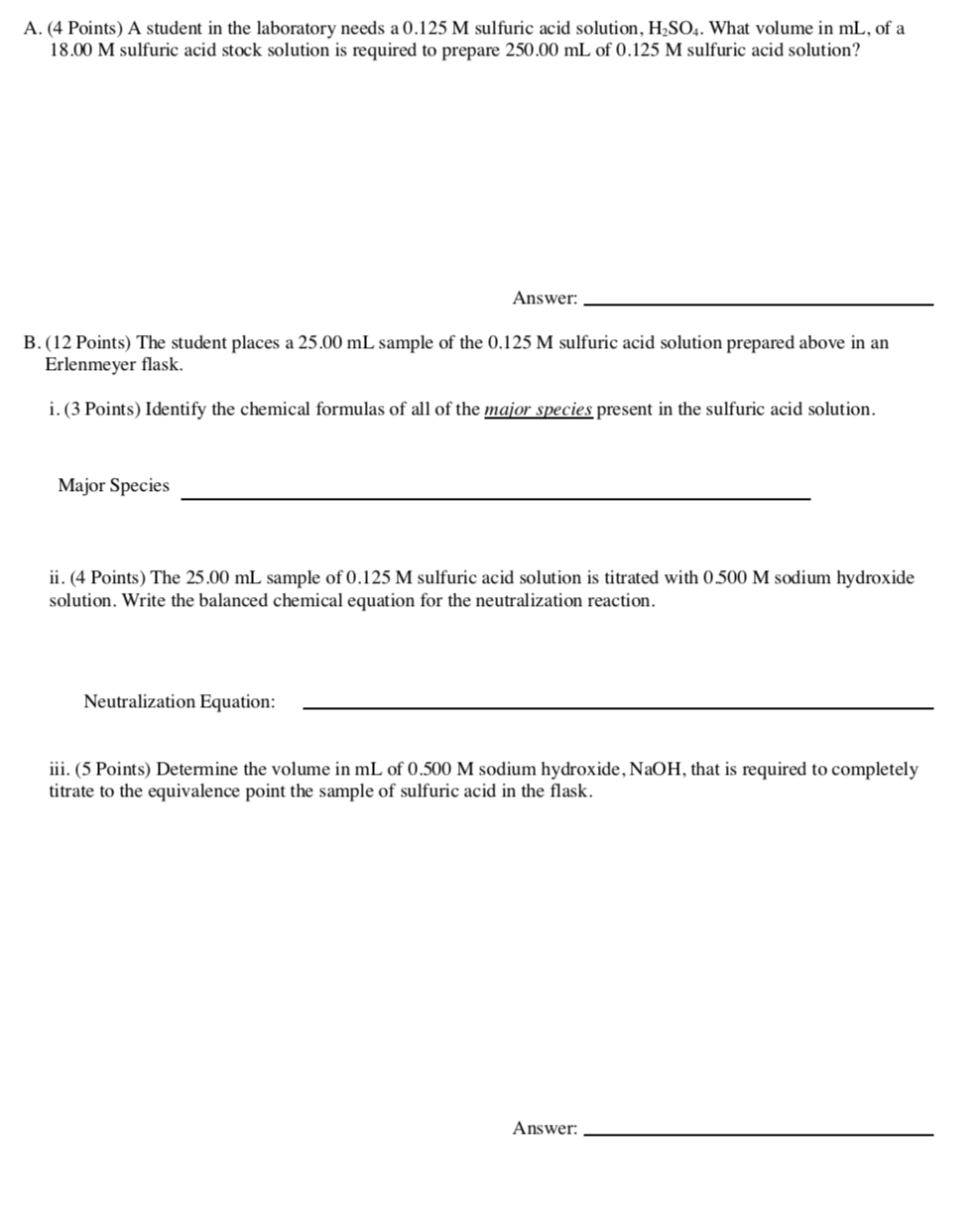 Solved A. (4 Points) A student in the laboratory needs a | Chegg.com