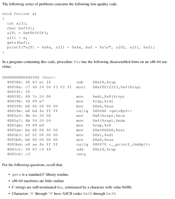 Solved The following series of problems concerns the | Chegg.com
