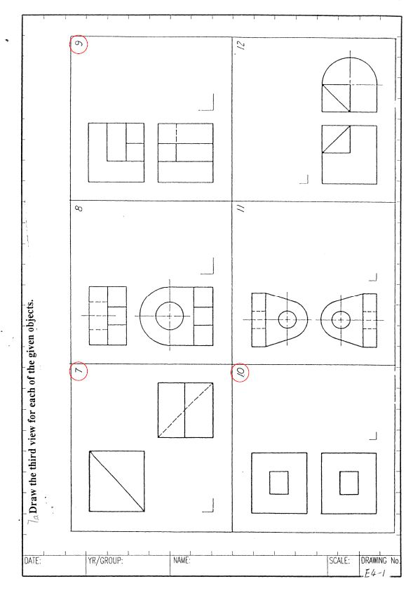 Solved DATE 7. Draw the third view for each of the given | Chegg.com